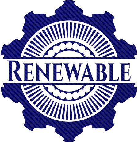Renewable emblem with denim high quality background