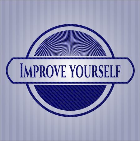 Improve yourself emblem with denim high quality background