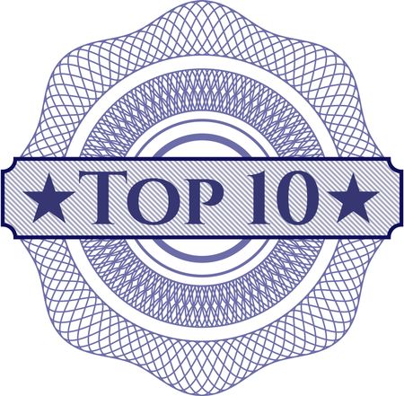 Top 10 written inside a money style rosette