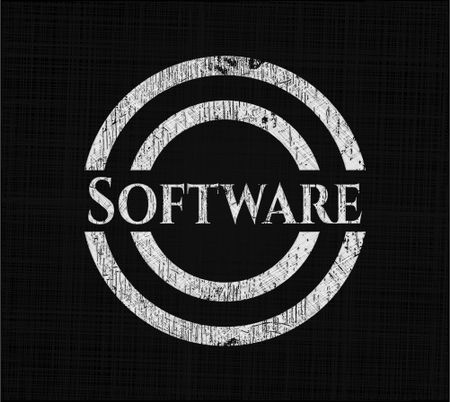 Software chalk emblem, retro style, chalk or chalkboard texture