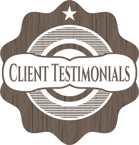 Client Testimonials realistic wood emblem