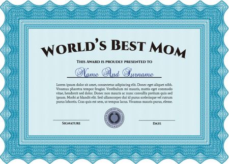 World's Best Mother Award Template. Complex background. Lovely design. Customizable, Easy to edit and change colors. 