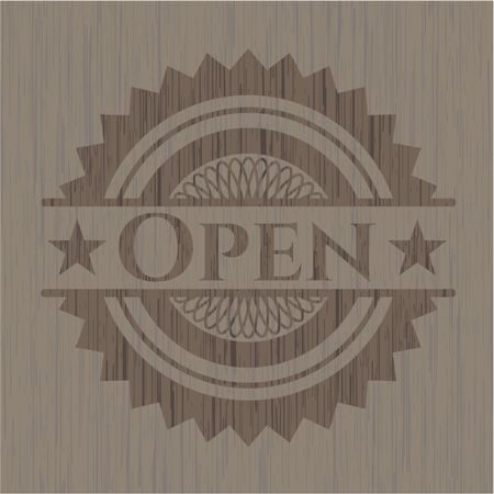 Open retro wood emblem