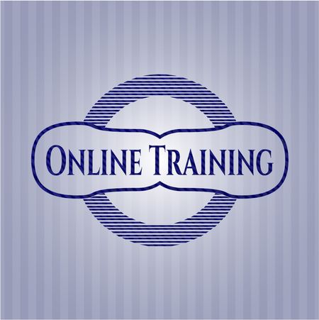Online Training badge with denim texture