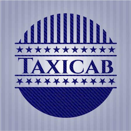 Taxicab badge with denim texture