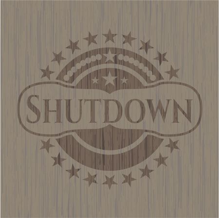 Shutdown retro wood emblem