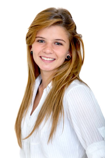 Beautiful young woman isolated over a white background