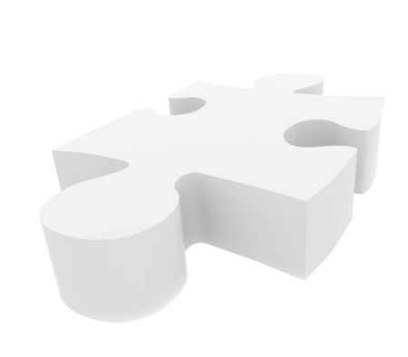 Single puzzle piece isolated over a white background in 3D illustration