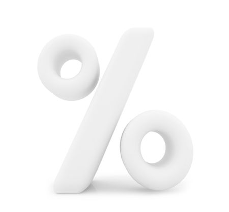 3D percent symbol isolated over a white background