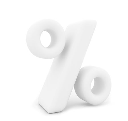 3D percent symbol isolated over a white background