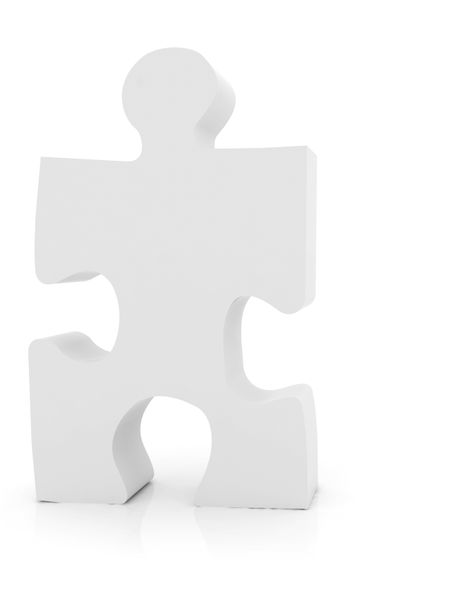 Single puzzle piece isolated over a white background in 3D illustration