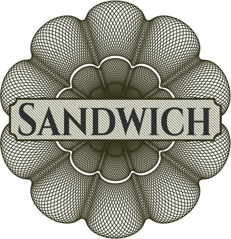 Sandwich inside money style emblem or rosette