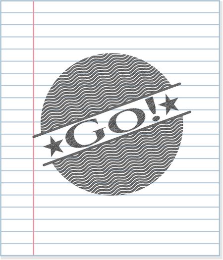 Go! emblem with pencil effect