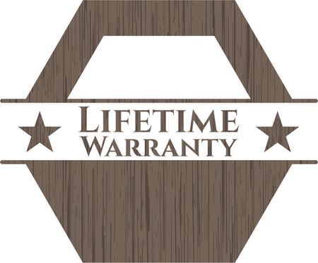 Life Time Warranty retro style wood emblem