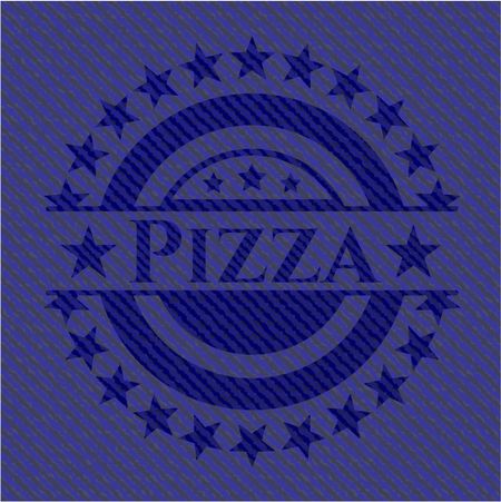 Pizza emblem with denim high quality background