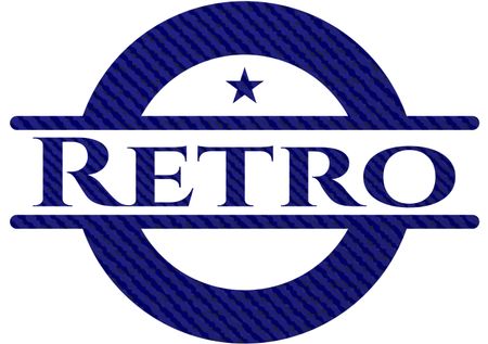 Retro emblem with denim high quality background
