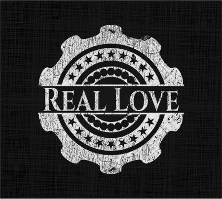 Real Love chalkboard emblem on black board