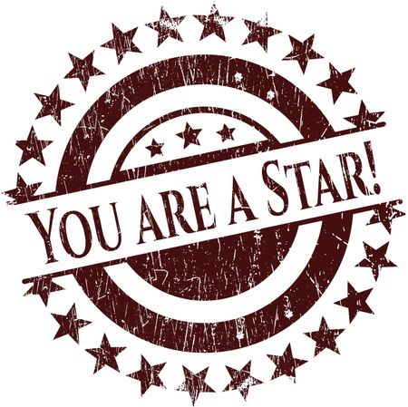 You are a Star! rubber grunge texture seal