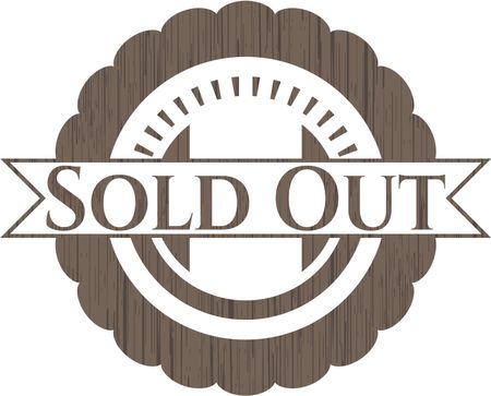 Sold Out badge with wood background
