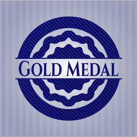 Gold Medal badge with jean texture