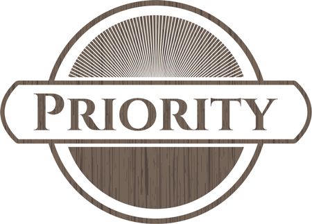 Priority retro wood emblem