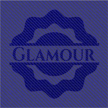 Glamour badge with denim texture