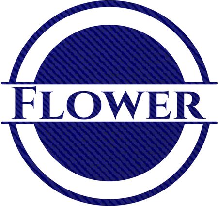 Flower jean or denim emblem or badge background