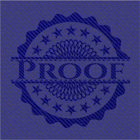 Proof jean or denim emblem or badge background