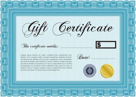 Gift certificate. Detailed. Cordial design. Easy to print.