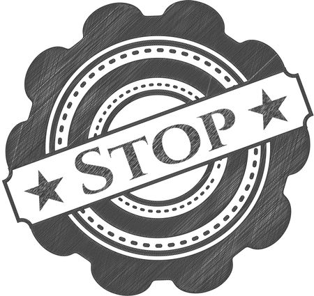 Stop emblem drawn in pencil
