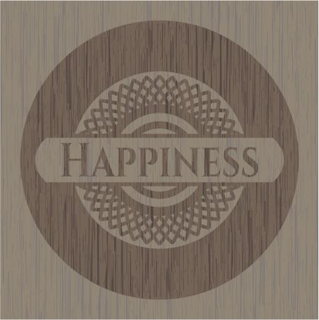 Happiness realistic wooden emblem