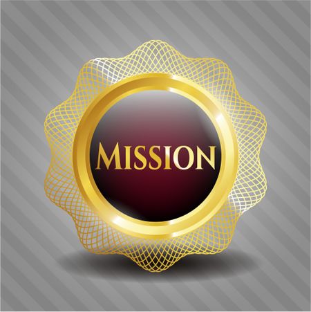 Mission gold badge or emblem