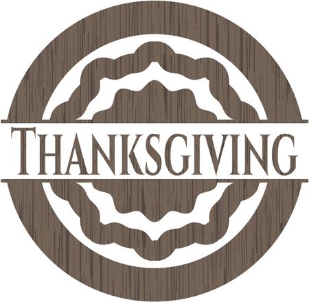 Thanksgiving retro wooden emblem