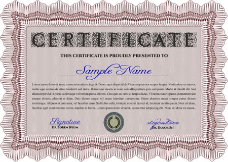 Sample Certificate. Vector pattern that is used in money and certificate. With quality background. Artistry design. Red color.