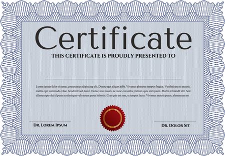 Blue Diploma template or certificate template. With quality background. Vector pattern that is used in money and certificate. Beauty design. 