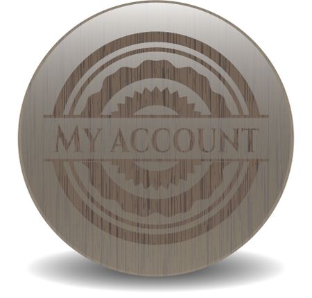My account badge with wood background