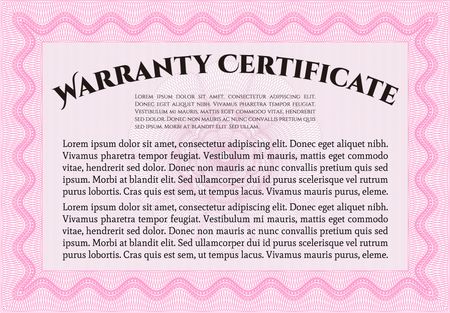 Warranty template. With complex background. Good design. Customizable, Easy to edit and change colors. 