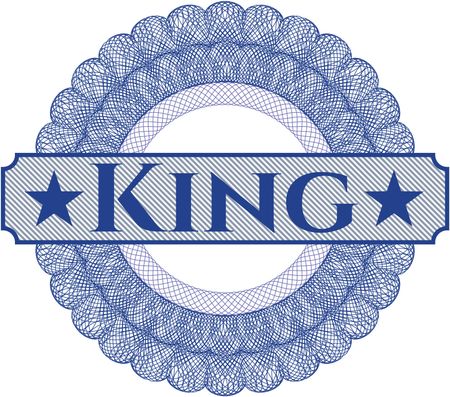 King inside money style emblem or rosette