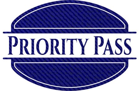 Priority Pass badge with denim texture
