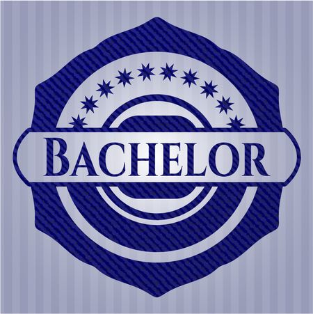Bachelor badge with denim texture