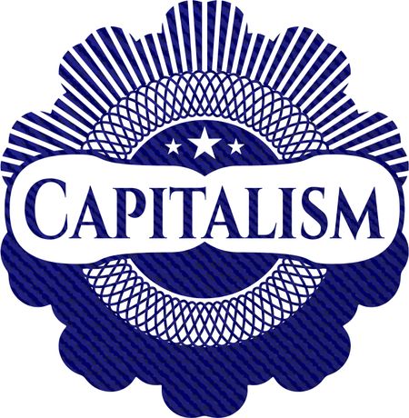 Capitalism badge with denim texture