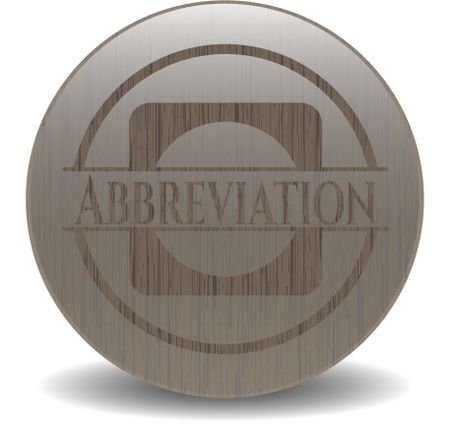 Abbreviation vintage wooden emblem
