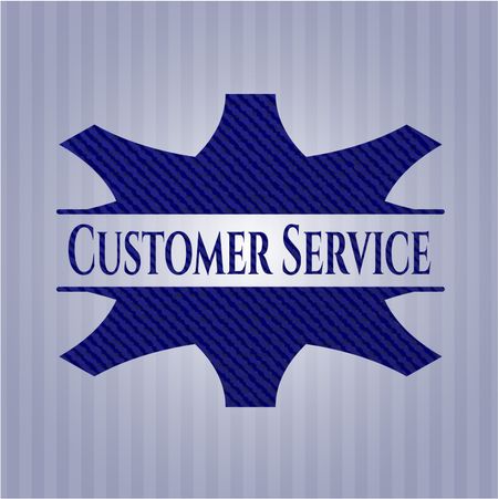 Customer Service badge with denim texture