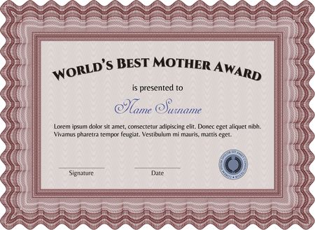 Best Mother Award. With linear background. Beauty design. Border, frame. 