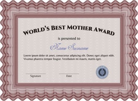 Best Mother Award. With linear background. Beauty design. Border, frame.