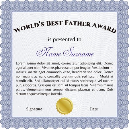 World's Best Father Award Template. Customizable, Easy to edit and change colors. Excellent design. Complex background. 