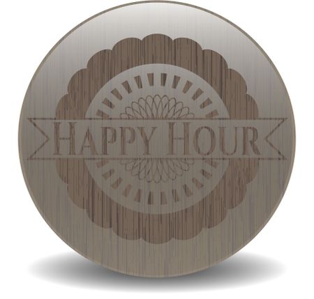 Happy Hour retro wooden emblem