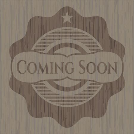 Coming Soon retro wood emblem