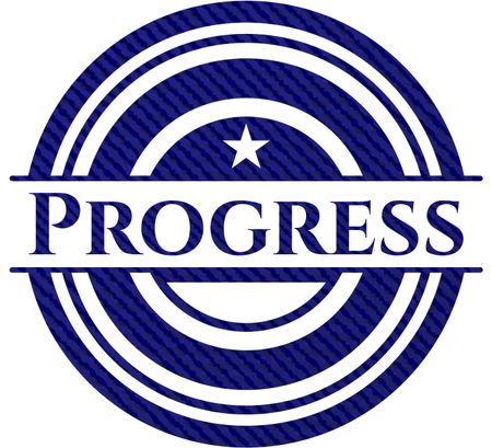 Progress emblem with denim texture