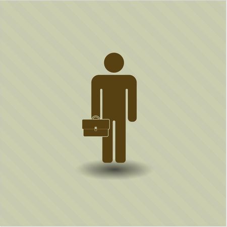 Businessman holding briefcase icon vector symbol flat